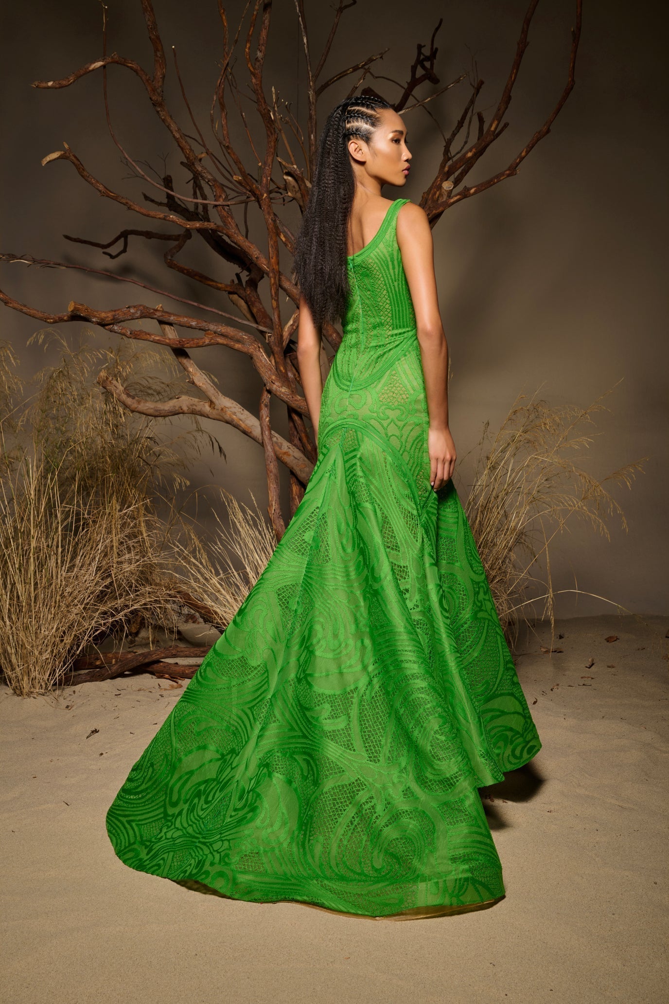 Oreliane | Emerald Lace Couture Mermaid Gown